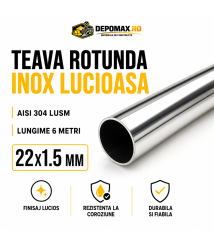 Teava rotunda inox lucios AISI 304 LUSM, 22 x 1.5 mm, 6 metri